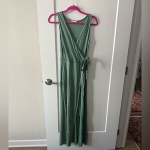 Cotton Faux Wrap Maxi Dress